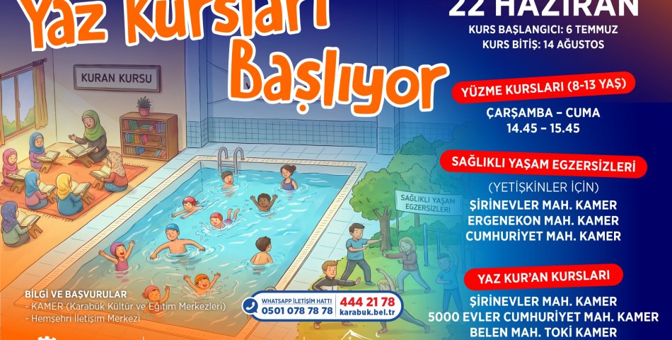 KARABÜK’TE DOLU DOLU YAZ DÖNEMİ: BELEDİYENİN YAZ KURSLARI İÇİN KAYITLAR BAŞLADI
