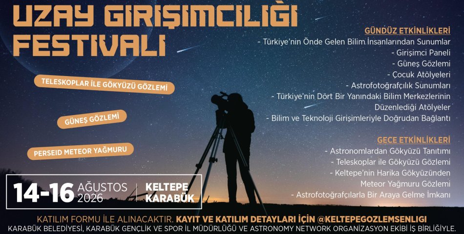 KELTEPE GÖZLEM ŞENLİĞİ VE UZAY GİRİŞİMCİLİĞİ FESTİVALİ BAŞLIYOR