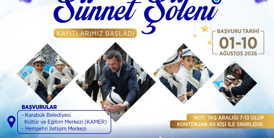 KARABÜK’TE GELENEKSEL SÜNNET ŞÖLENİ İÇİN BAŞVURULAR BAŞLADI