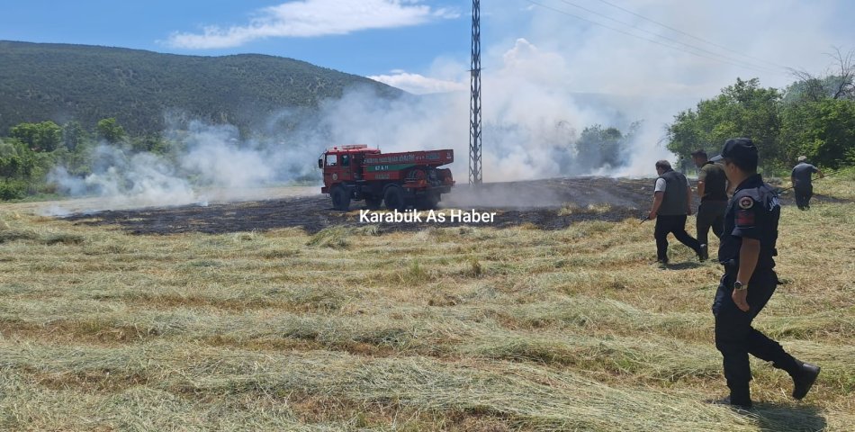 Anız Yangını Büyümeden Söndürüldü.