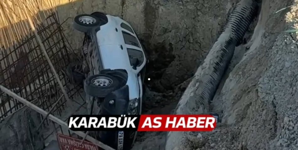 Yol Çalışmasını Fark Edemeyen Sürücü Şarampole Devrildi