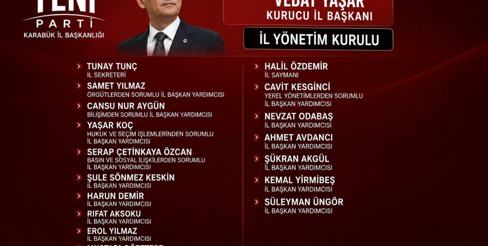 YENİ PARTİ KARABÜK’TE KURULUŞUNU TAMAMLADI